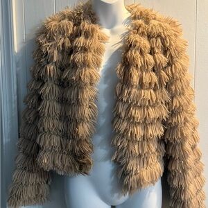 Sage Beige Textured Teddy Jacket
